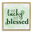 thumbnail image 1 of Stupell Industries Just Blessed Green Shamrocks Holiday Painting Gold Floater Framed Canvas Art Print Wall Art, 25 x 25, 1 of 9