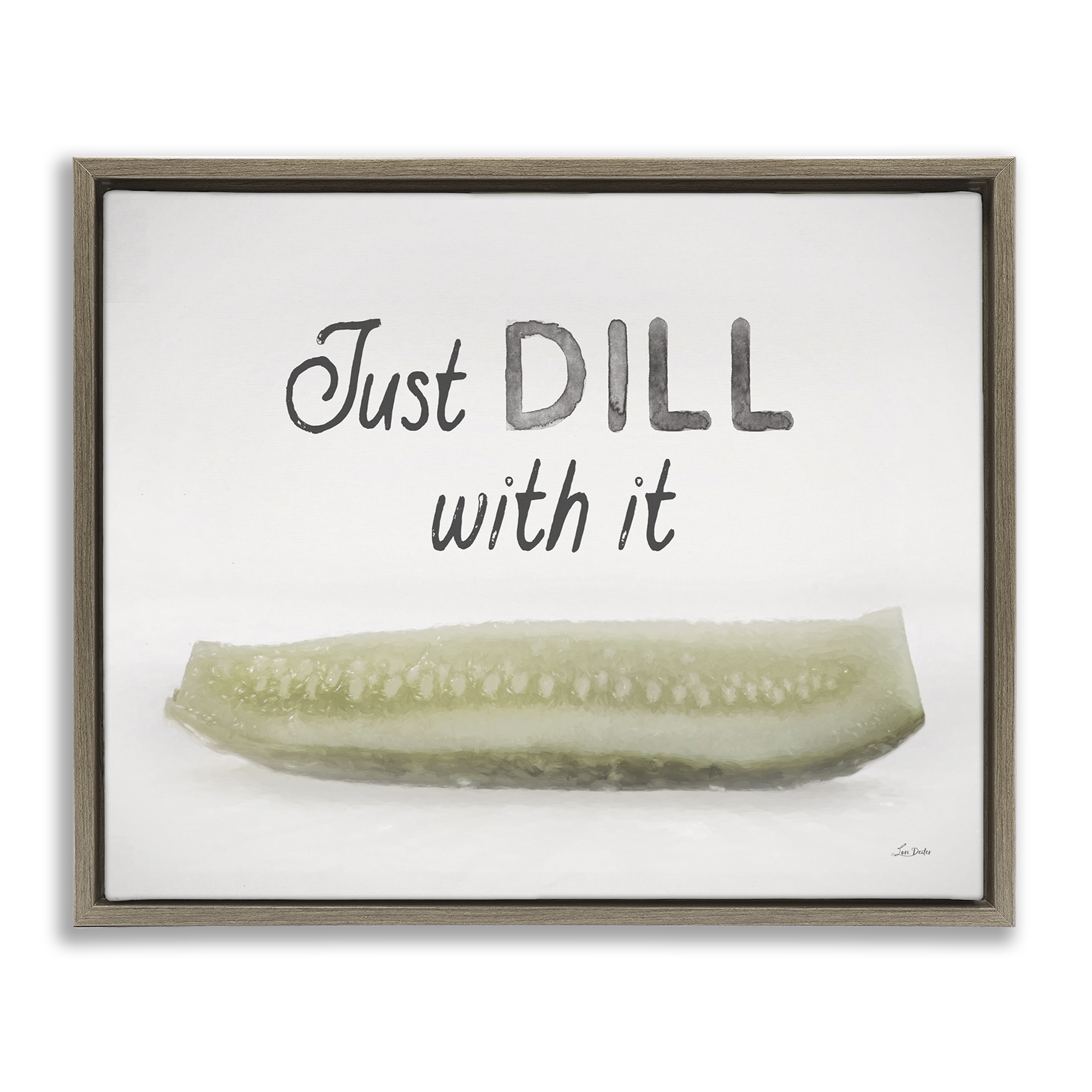 Stupell Industries Just Dill With It Food & Beverage Painting Brown Floater Framed Canvas Art Print Wall Art, 31 x 25