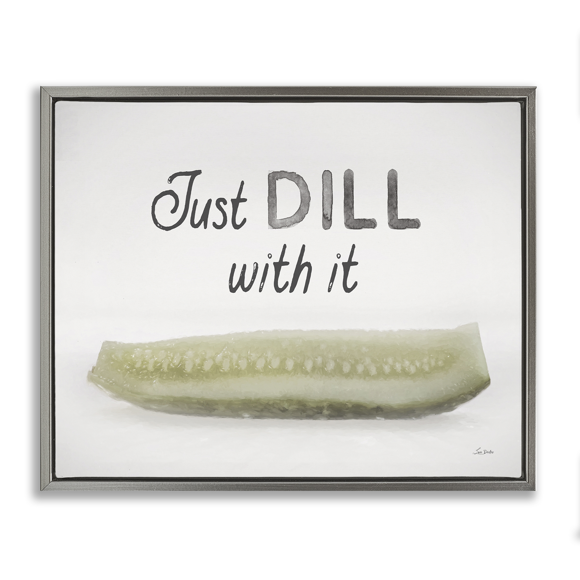 Stupell Industries Just Dill With It Food & Beverage Painting Gray Floater Framed Canvas Art Print Wall Art, 31 x 25