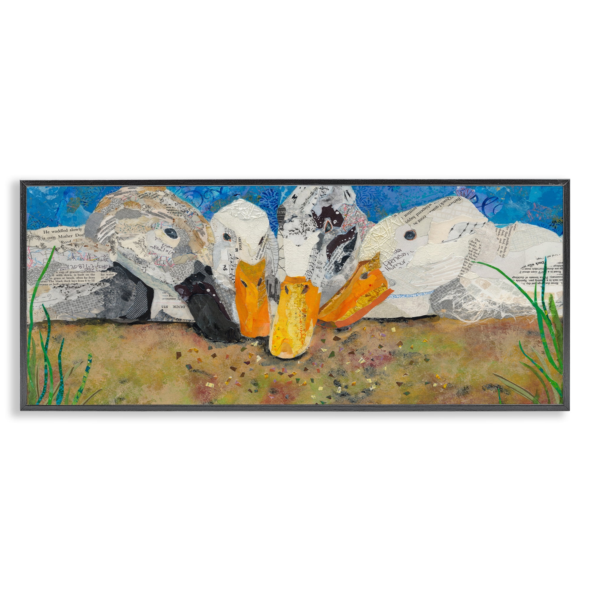 Stupell Industries Just Ducky Collage Animals Painting Black Framed Art Print Wall Art, 30 x 13