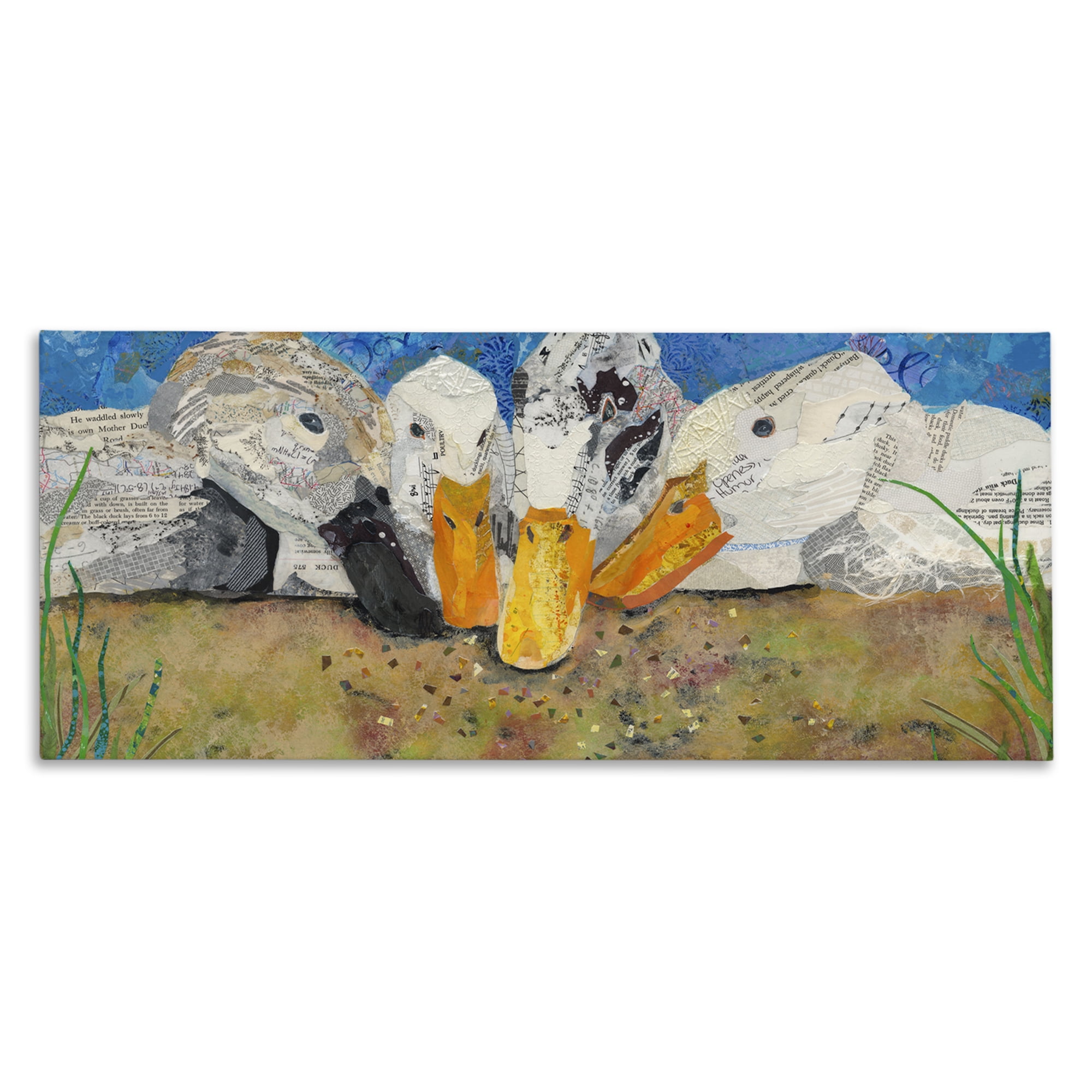 Stupell Industries Just Ducky Collage Animals Painting Wrapped Canvas Art Print Wall Art, 24 x 10