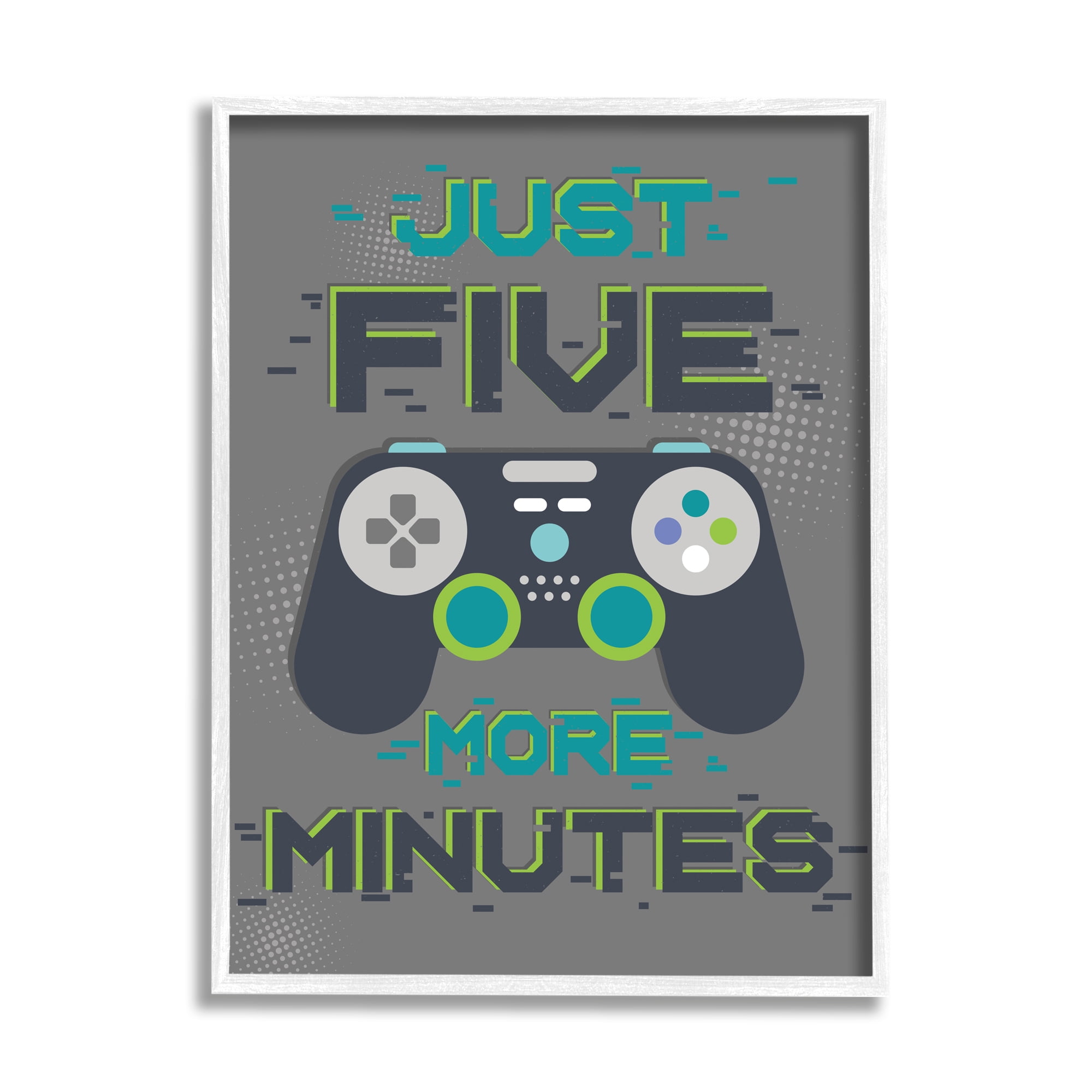 Stupell Industries Just Five More Minutes Kid's Video Game Phrase, 11 x 14,Design by Angela Nickeas