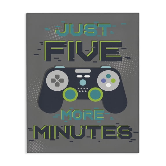 Stupell Industries Contemporary Five More Minutes Video Games Canvas Art, 16 x 20, by Angela Nickeas