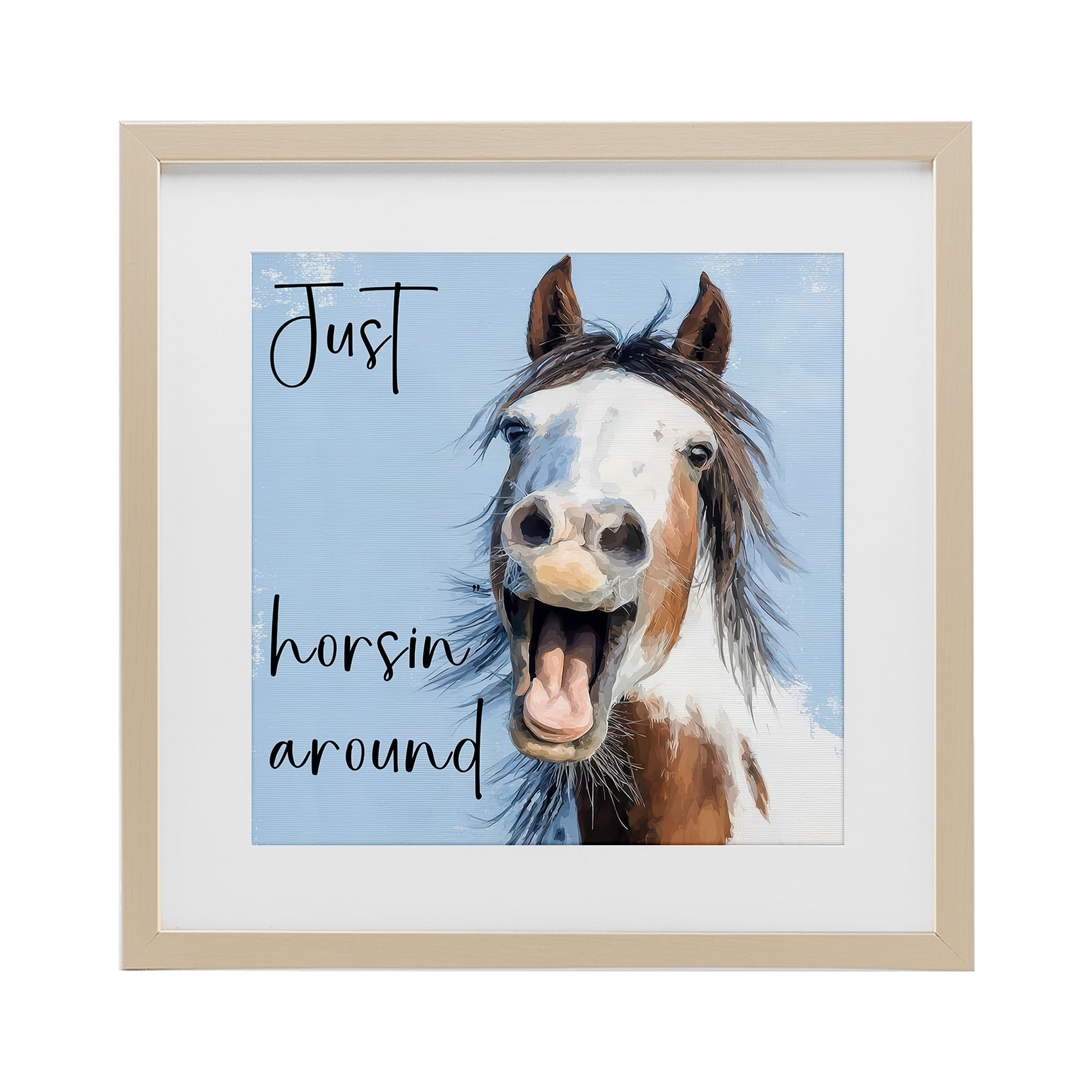 Stupell Industries Just Horsin' Around Birch Framed Print Under Glass, design by Kim Curinga