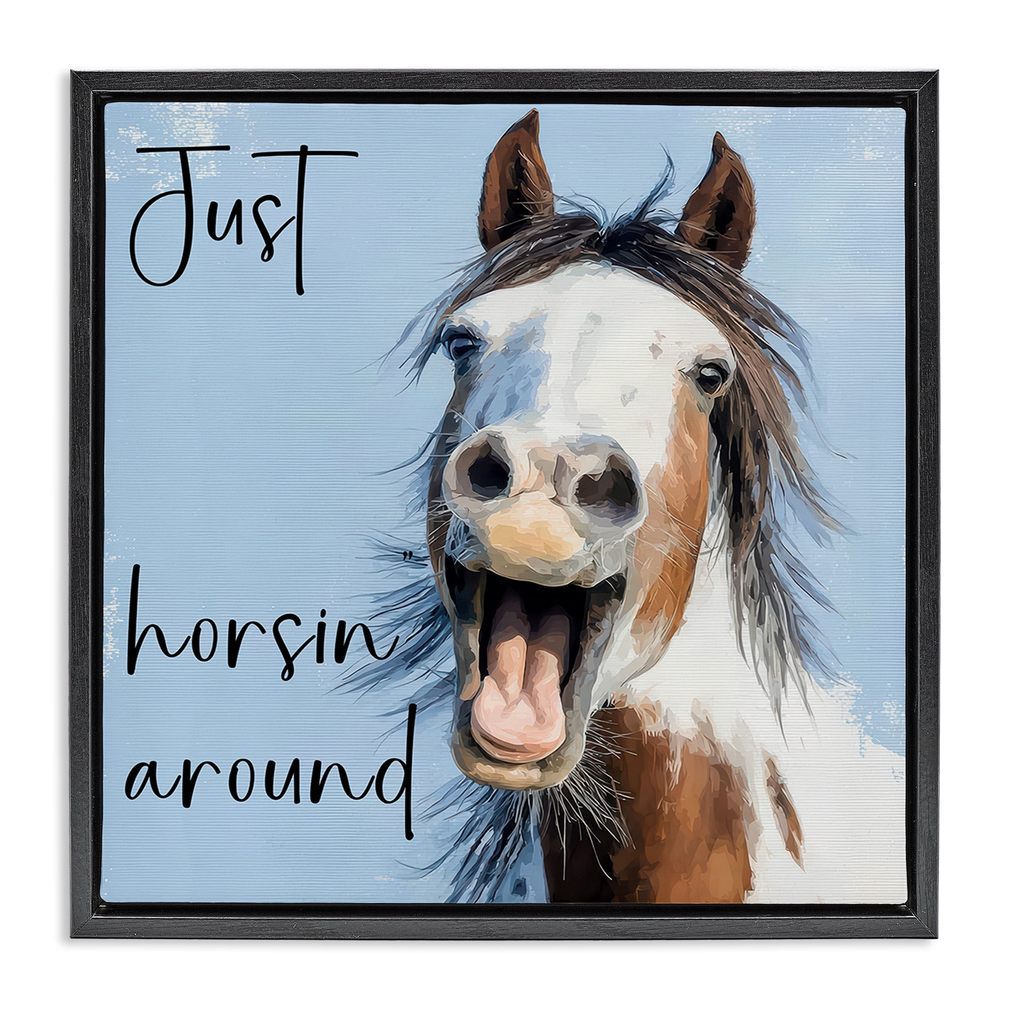 Stupell Industries Just Horsin' Around Black Framed Floater Canvas Wall Art, design by Kim Curinga