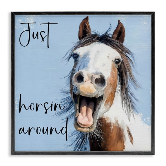 Stupell Industries Eclectic Just Horsin' Around Black Framed Giclee Art, 24 x 24, by Kim Curinga