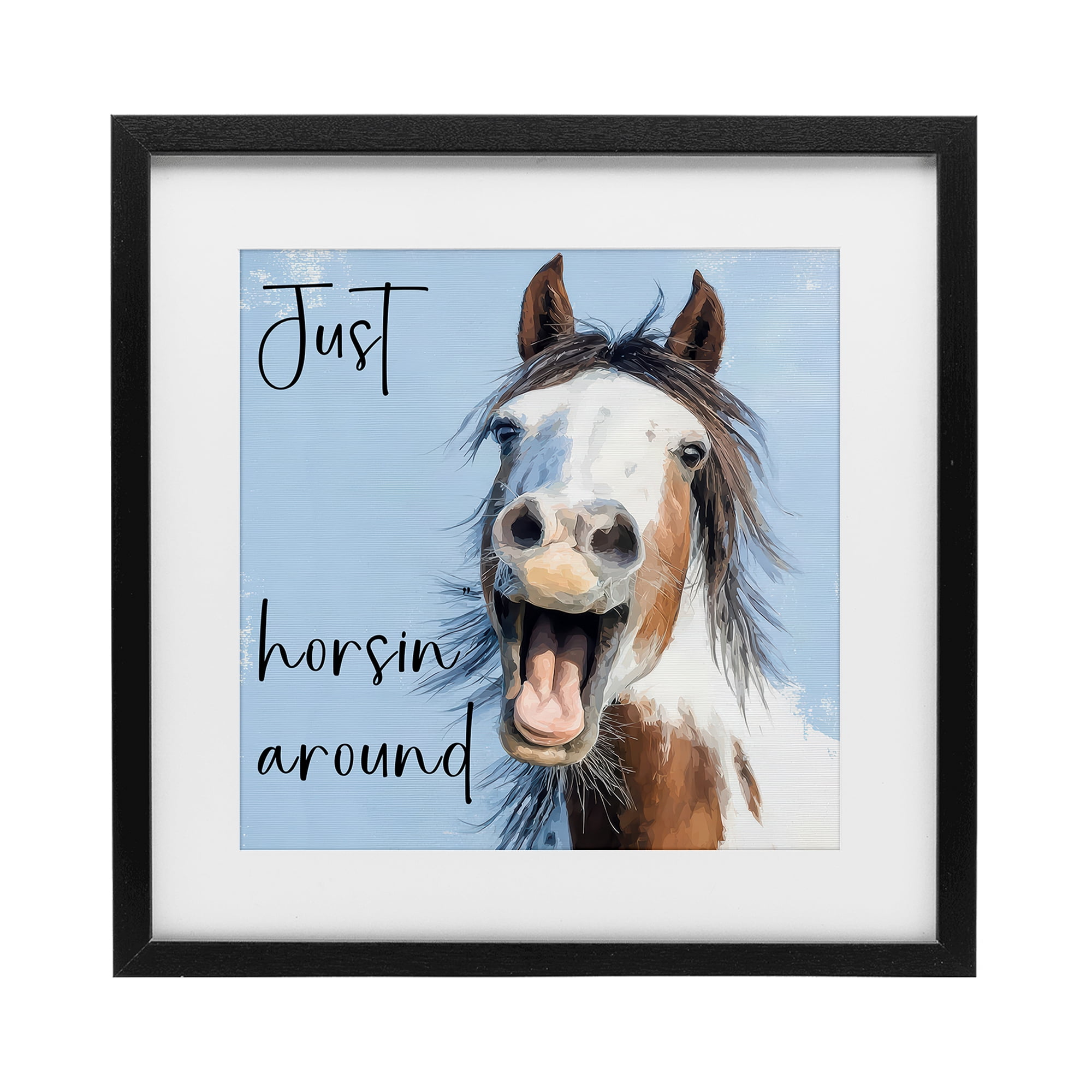 Stupell Industries Just Horsin' Around Black Framed Print Under Glass, design by Kim Curinga