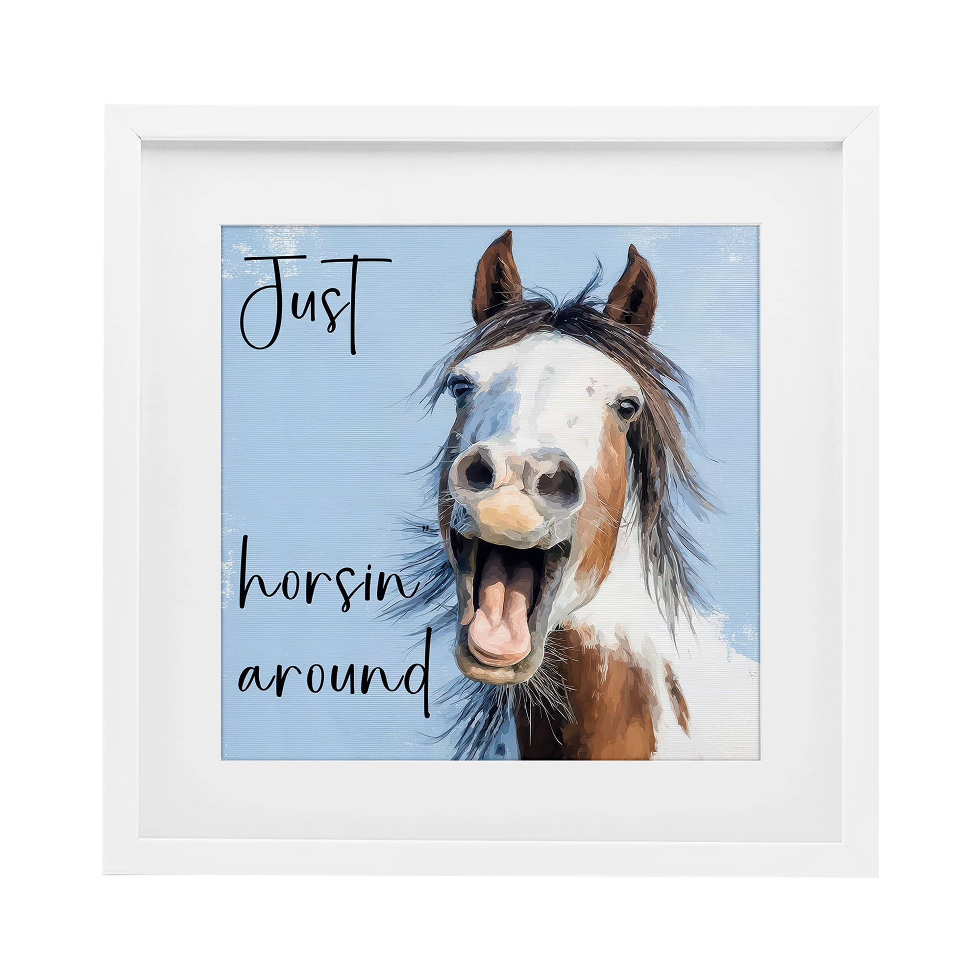 Stupell Industries Just Horsin' Around White Framed Print Under Glass, design by Kim Curinga
