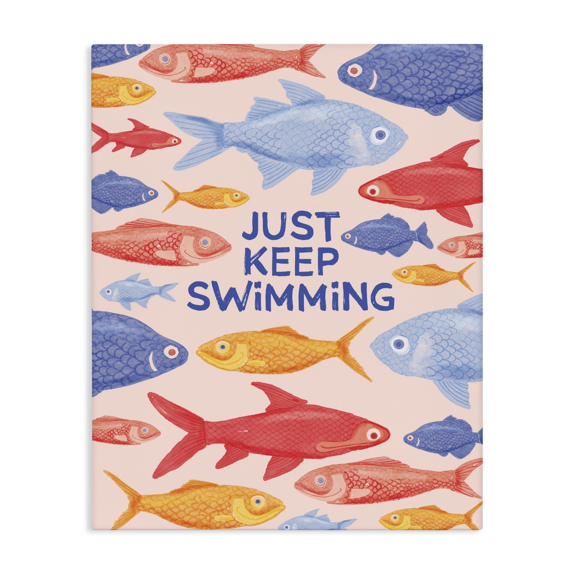 Stupell Industries Just Keep Swimming Fish Canvas Wall Art, design by The Paper Curator