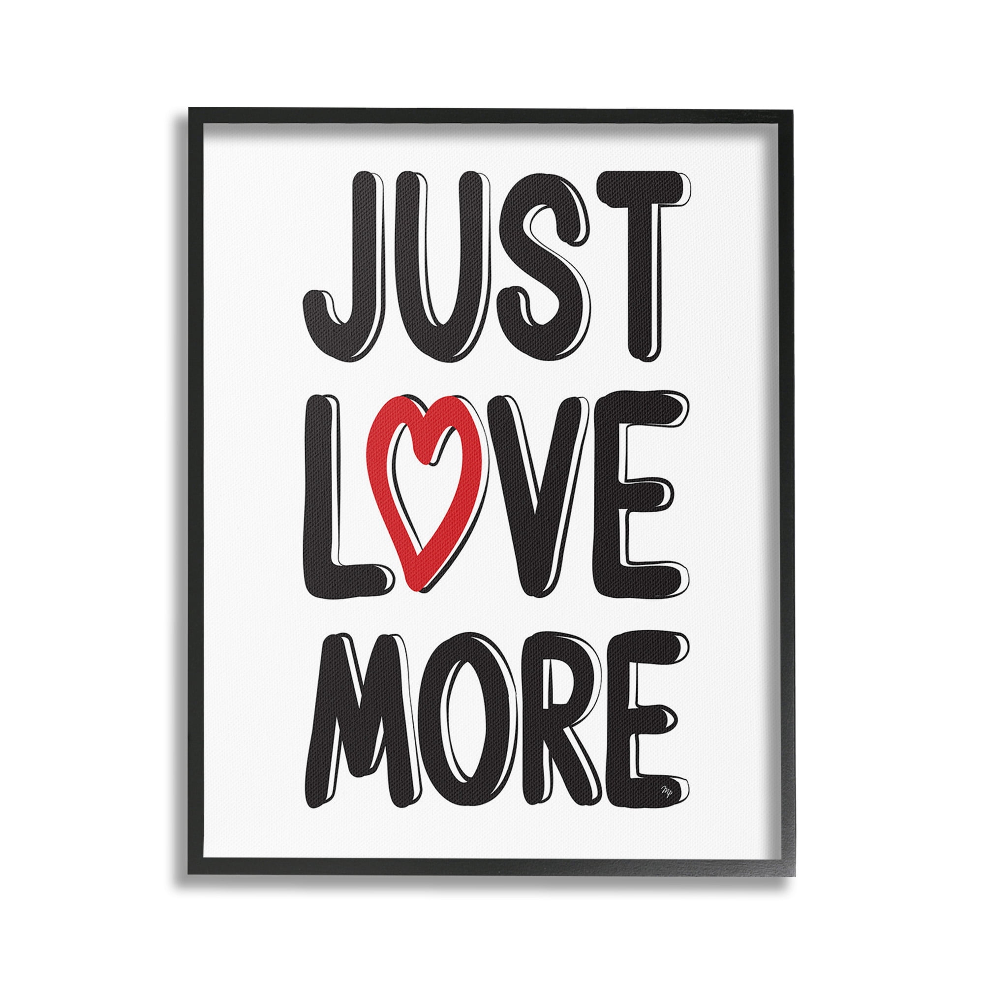 Stupell Industries Just Love More Inspirational Painting Black Framed Art Print Wall Art, 16 x 20
