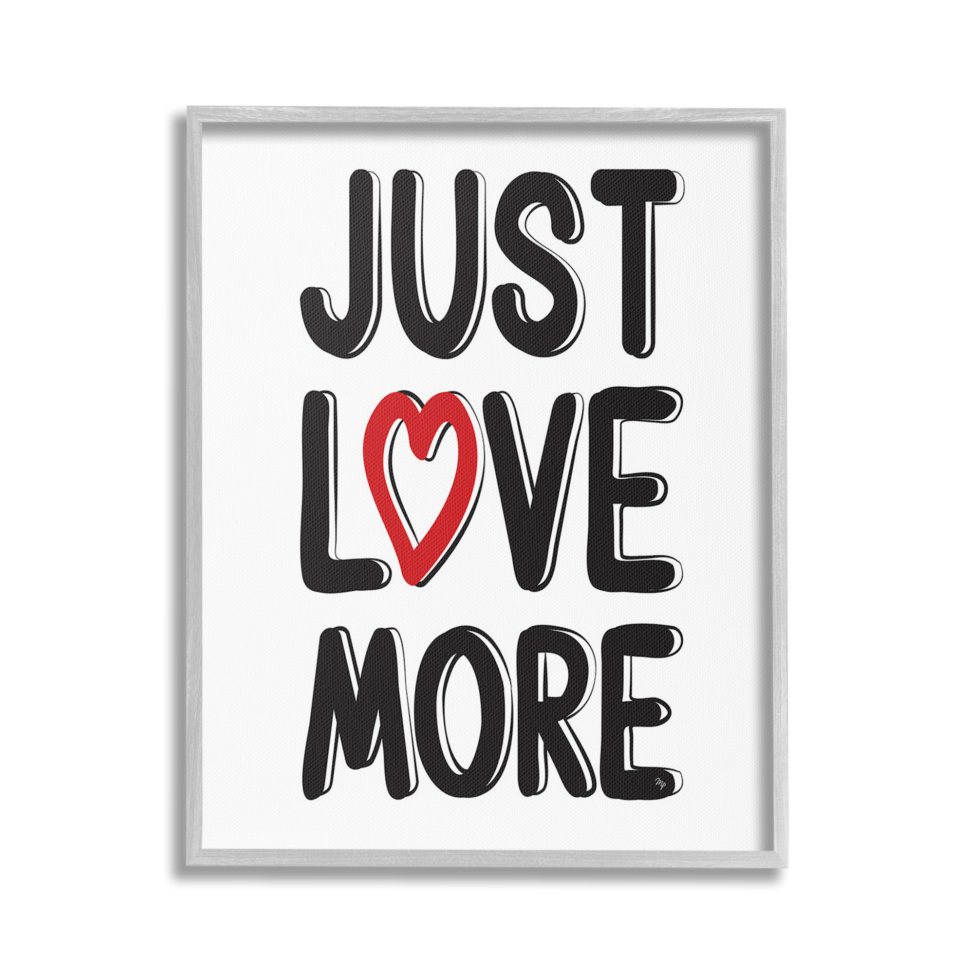 Stupell Industries Just Love More Inspirational Painting Gray Framed Art Print Wall Art, 16 x 20