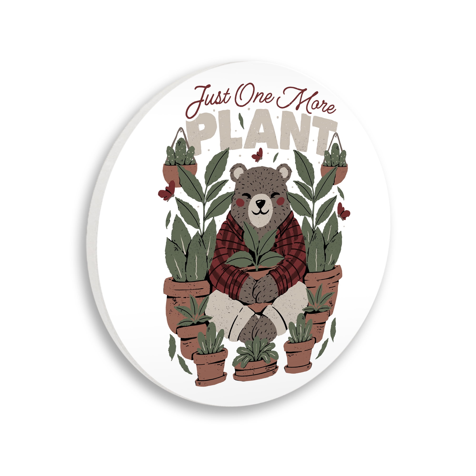 Stupell Industries Just One More Plant Circular Wall Plaque, design by Tobe Fonseca