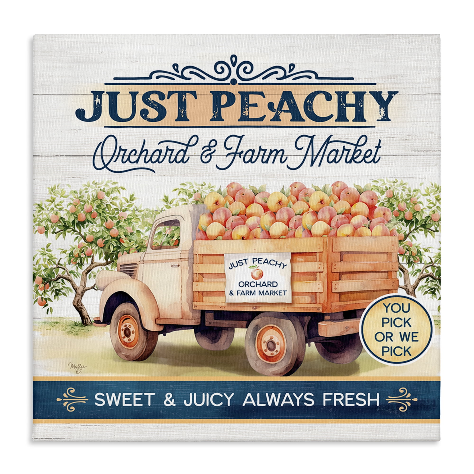 Stupell Industries Just Peachy Orchard Text & Numbers Painting Wrapped Canvas Art Print Wall Art, 24 x 24