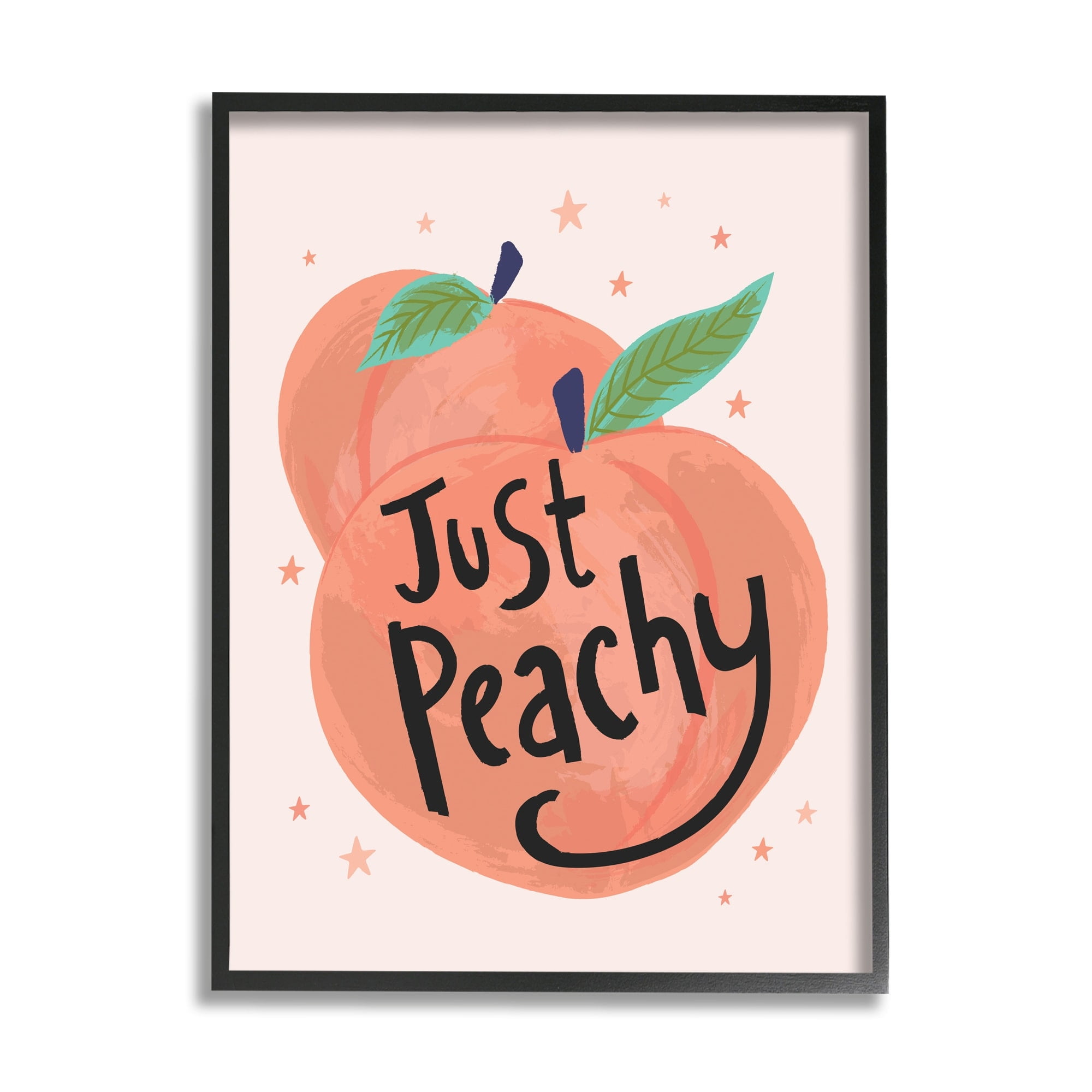Stupell Industries Just Peachy Ripe Fruit Illustration Sparkling Stars Background,11 x 14, Design by Lisa Perry Whitebutton