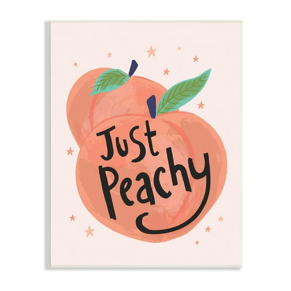Stupell Industries Just Peachy Ripe Fruit Illustration Sparkling Stars Background,13 x 19, Design by Lisa Perry Whitebutton