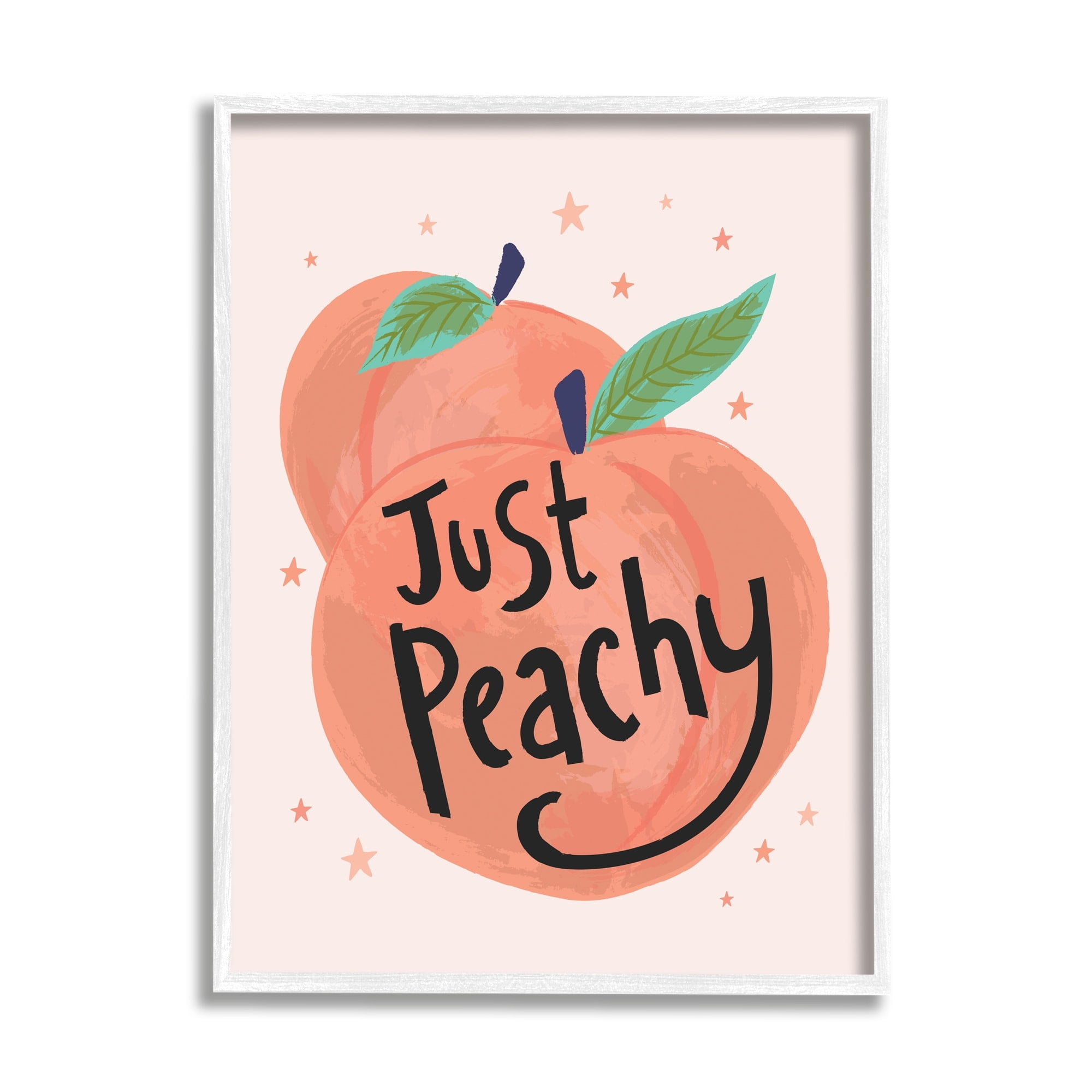 Stupell Industries Just Peachy Ripe Fruit Illustration Sparkling Stars Background,24 x 30, Design by Lisa Perry Whitebutton