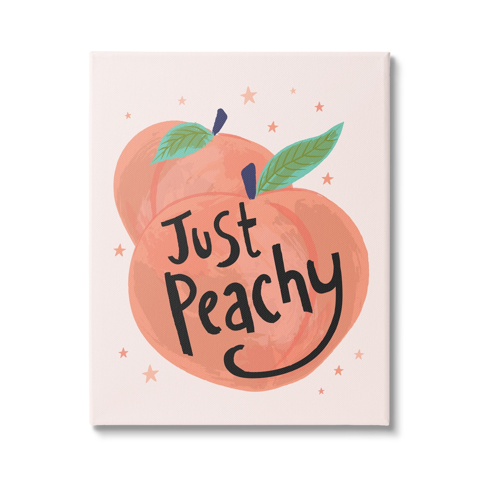 Stupell Industries Just Peachy Ripe Fruit Illustration Sparkling Stars Background,30 x 40, Design by Lisa Perry Whitebutton