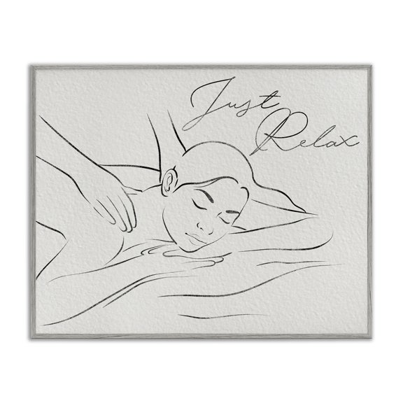 Stupell Industries Just Relax Massage Contour Gray Framed Giclee Art, design by Marcus Prime