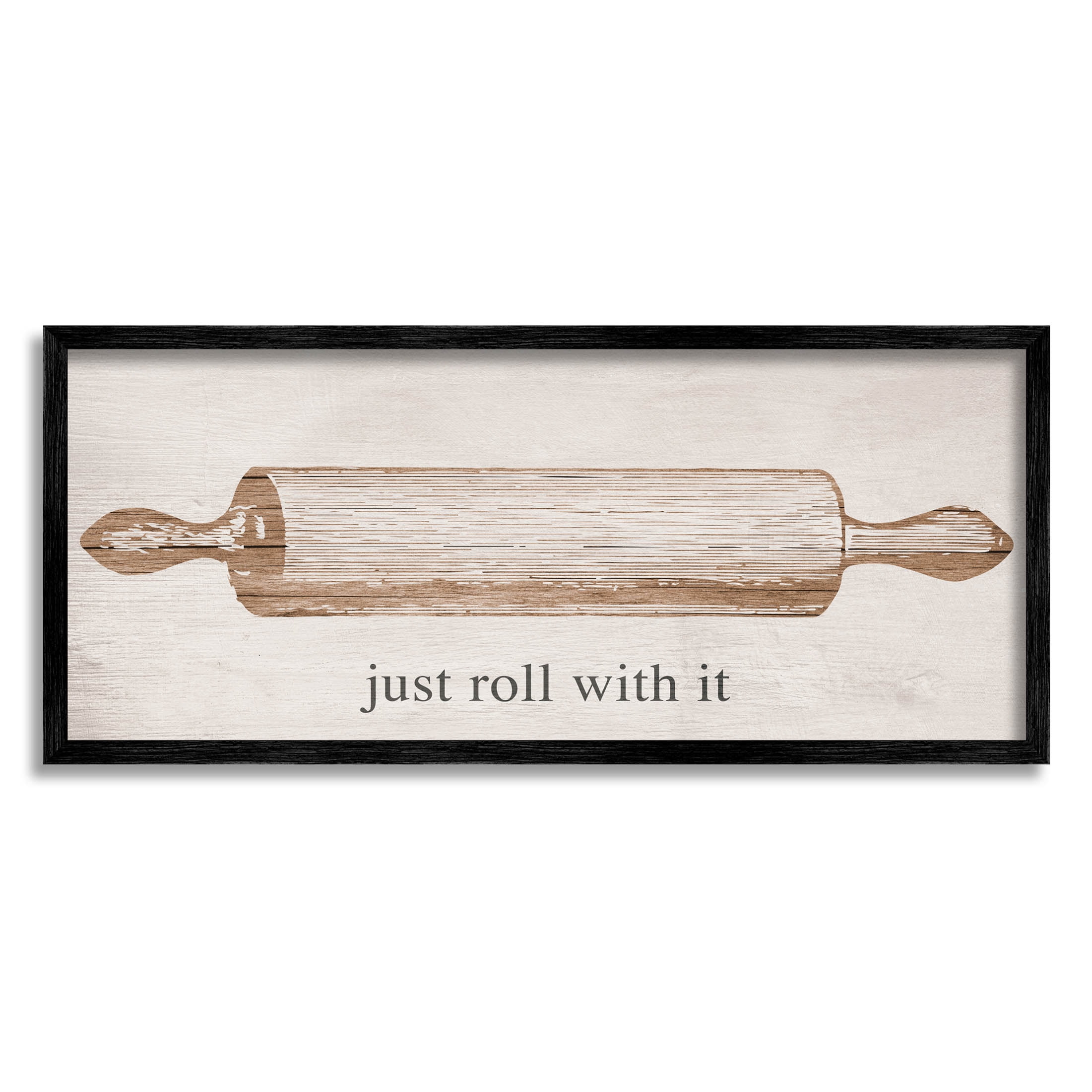 Stupell Industries Just Roll With It Phrase Graphic Art Black Framed Art Print Wall Art, Design by Lil' Rue