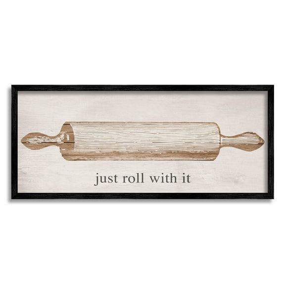 Stupell Industries Just Roll With It Phrase Graphic Art Black Framed Art Print Wall Art, Design by Lil' Rue