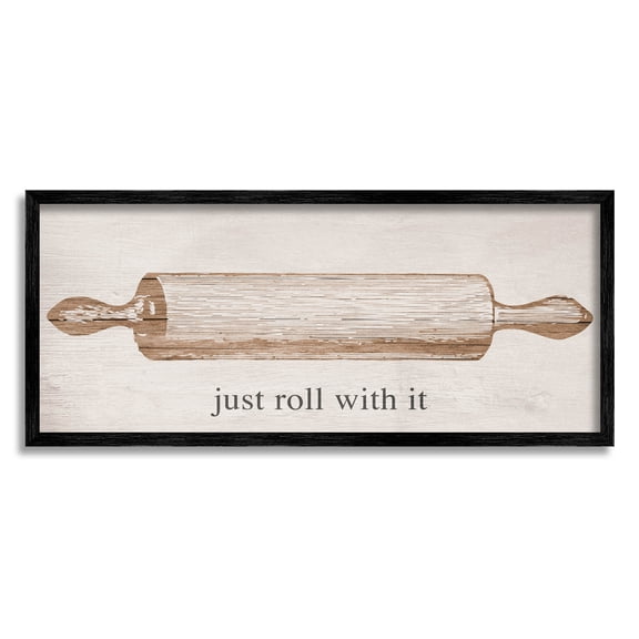 Stupell Industries Just Roll With It Phrase Graphic Art Black Framed Art Print Wall Art, Design by Lil' Rue