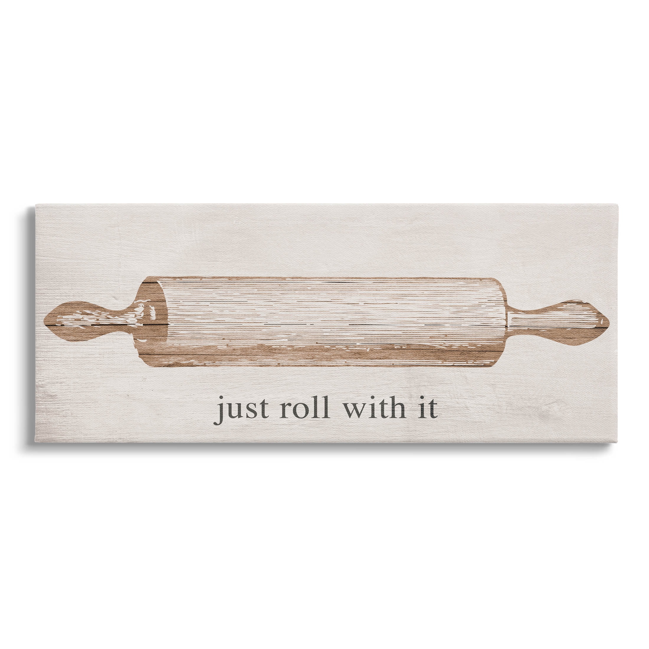 Stupell Industries Just Roll With It Phrase Graphic Art Gallery Wrapped Canvas Print Wall Art, Design by Lil' Rue