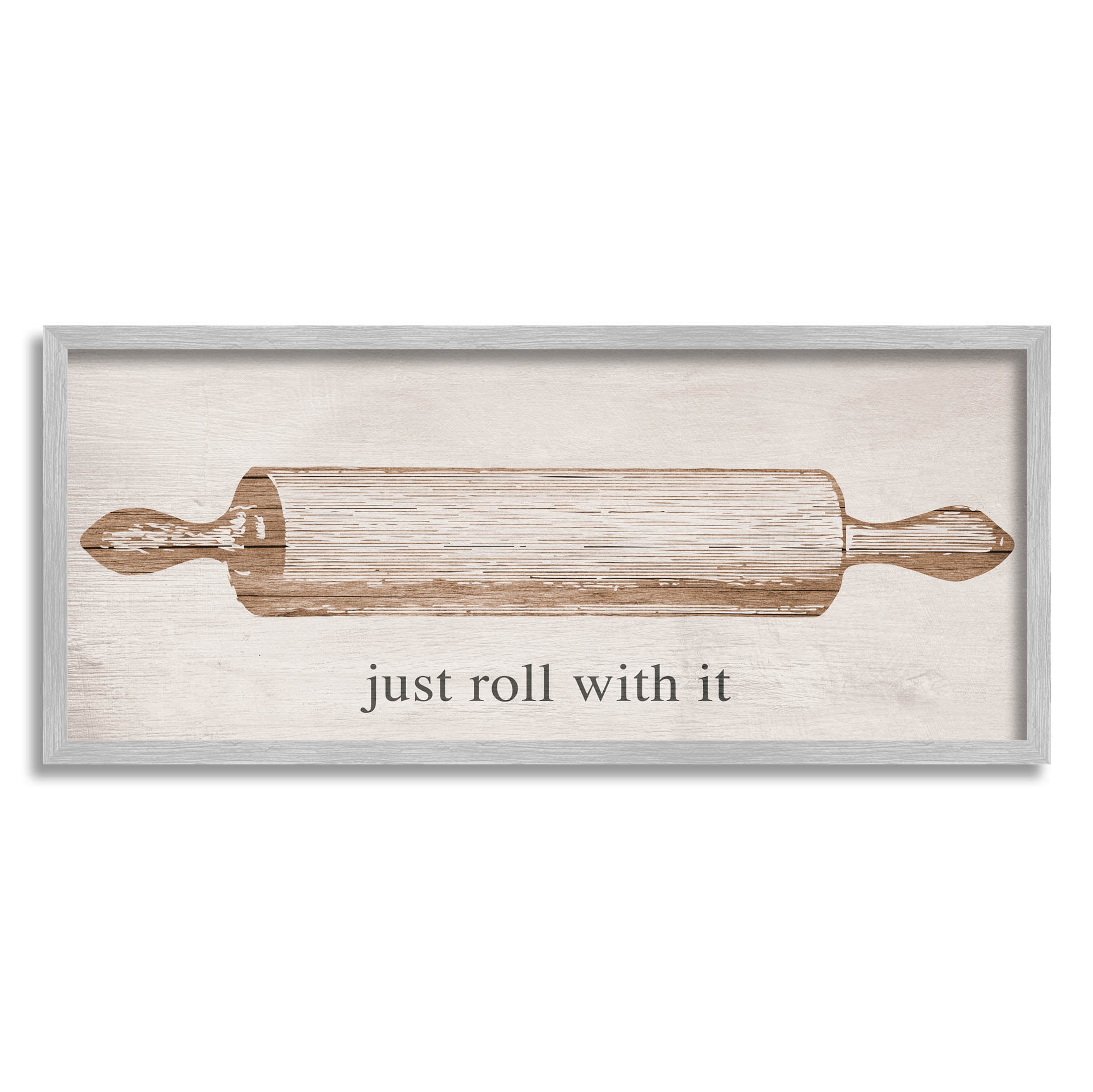 Stupell Industries Just Roll With It Phrase Graphic Art Gray Framed Art Print Wall Art, Design by Lil' Rue