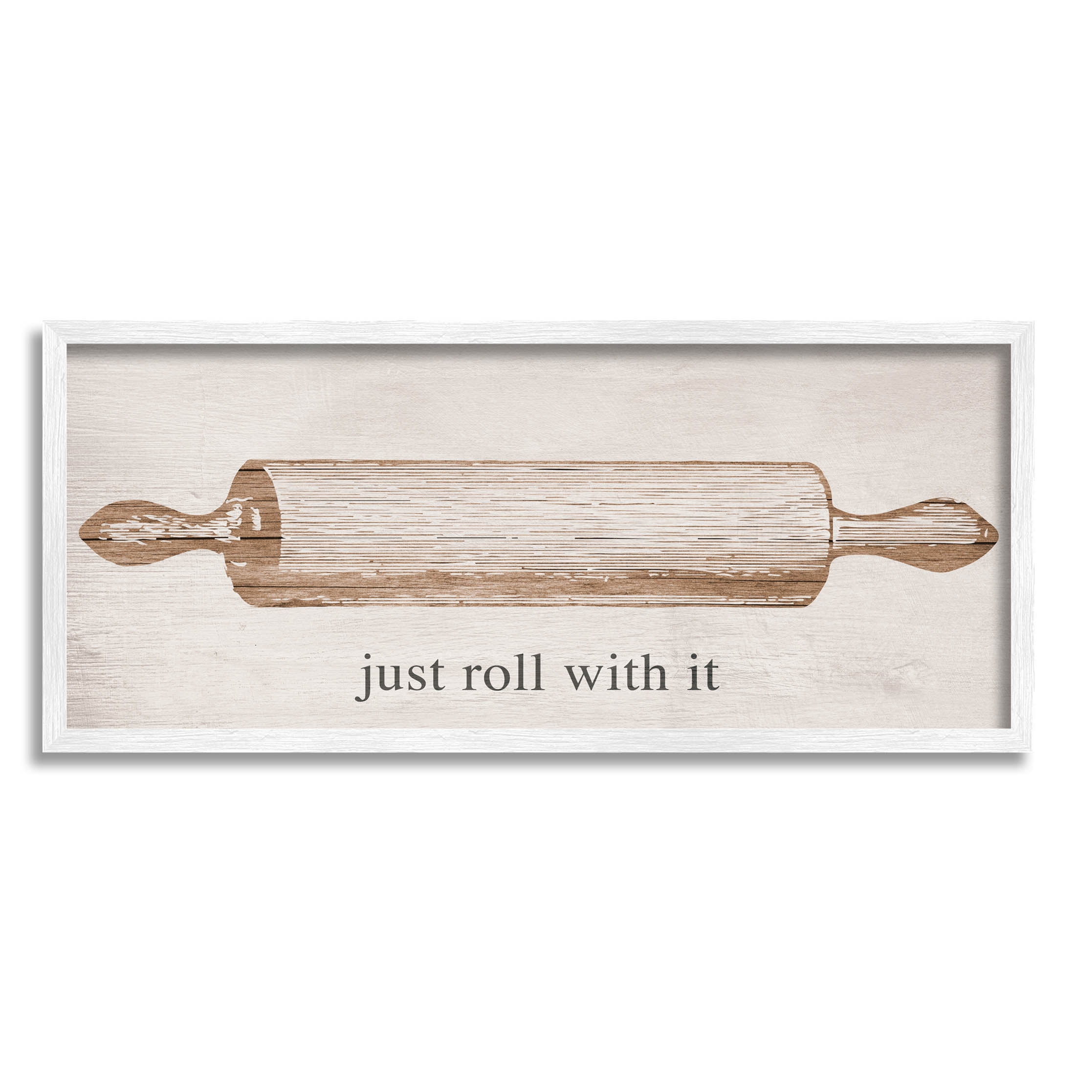 Stupell Industries Just Roll With It Phrase Graphic Art White Framed Art Print Wall Art, Design by Lil' Rue