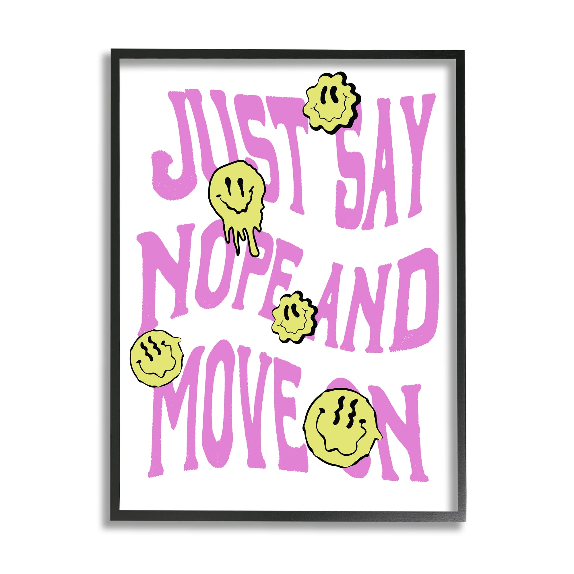 Stupell Industries Just Say Nope Phrase Inspirational Painting Black Framed Art Print Wall Art, 16 x 20