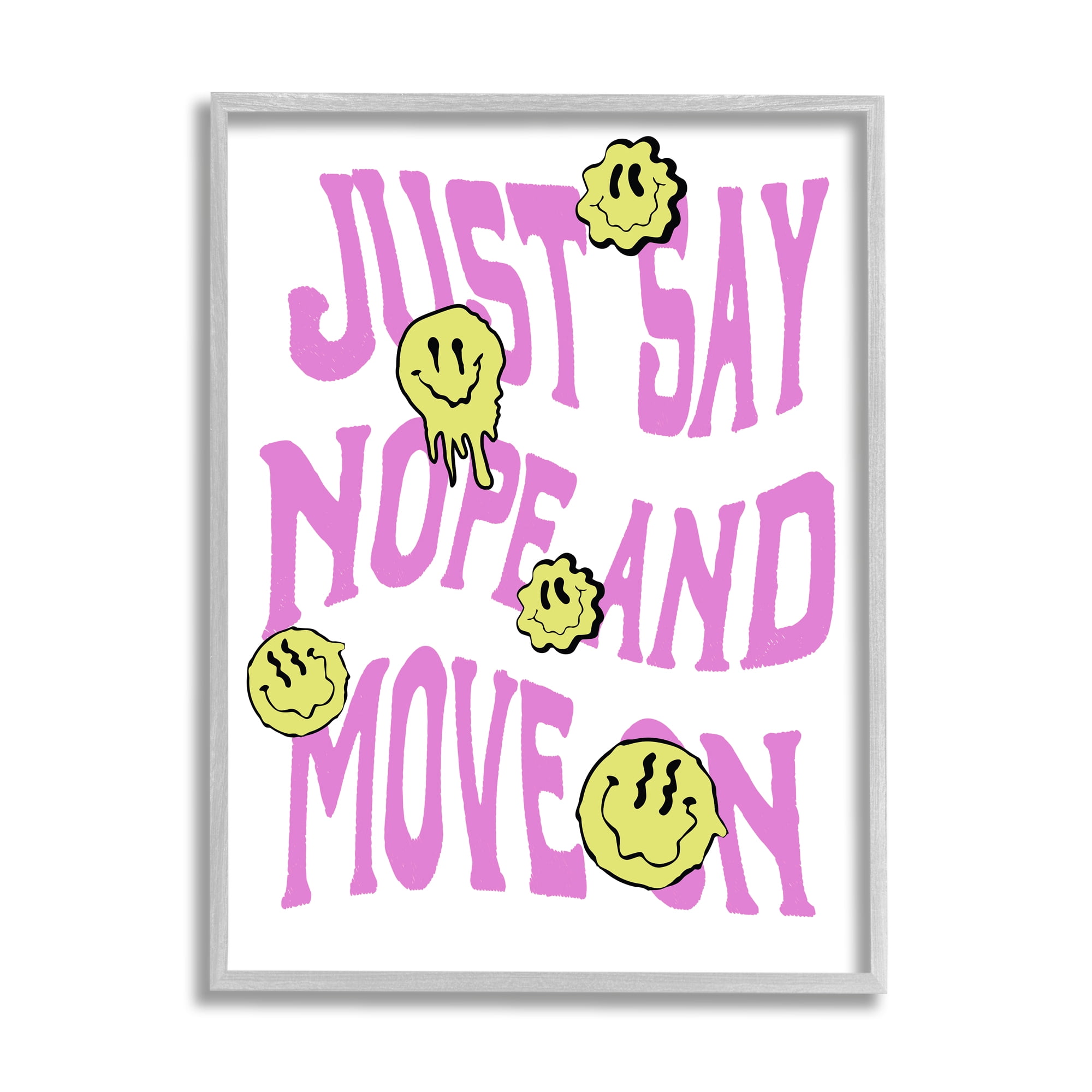 Stupell Industries Just Say Nope Phrase Inspirational Painting Gray Framed Art Print Wall Art, 24 x 30