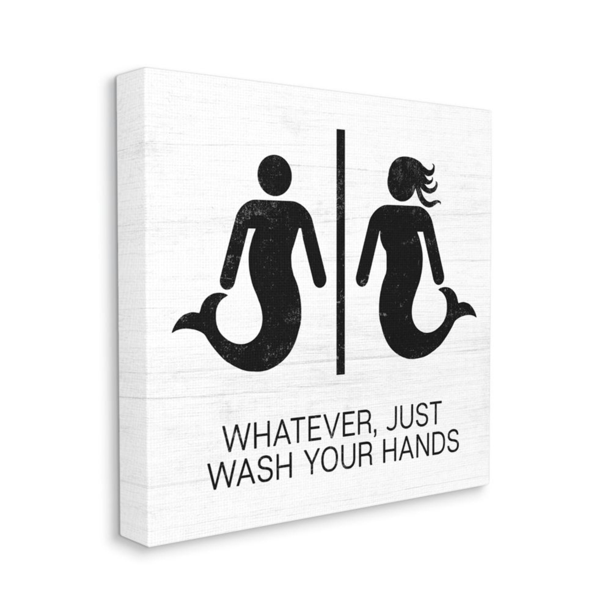 Stupell Industries Just Wash Your Hands Mermaid Bathroom Sign Design by Daphne Polselli, 30" x 30"