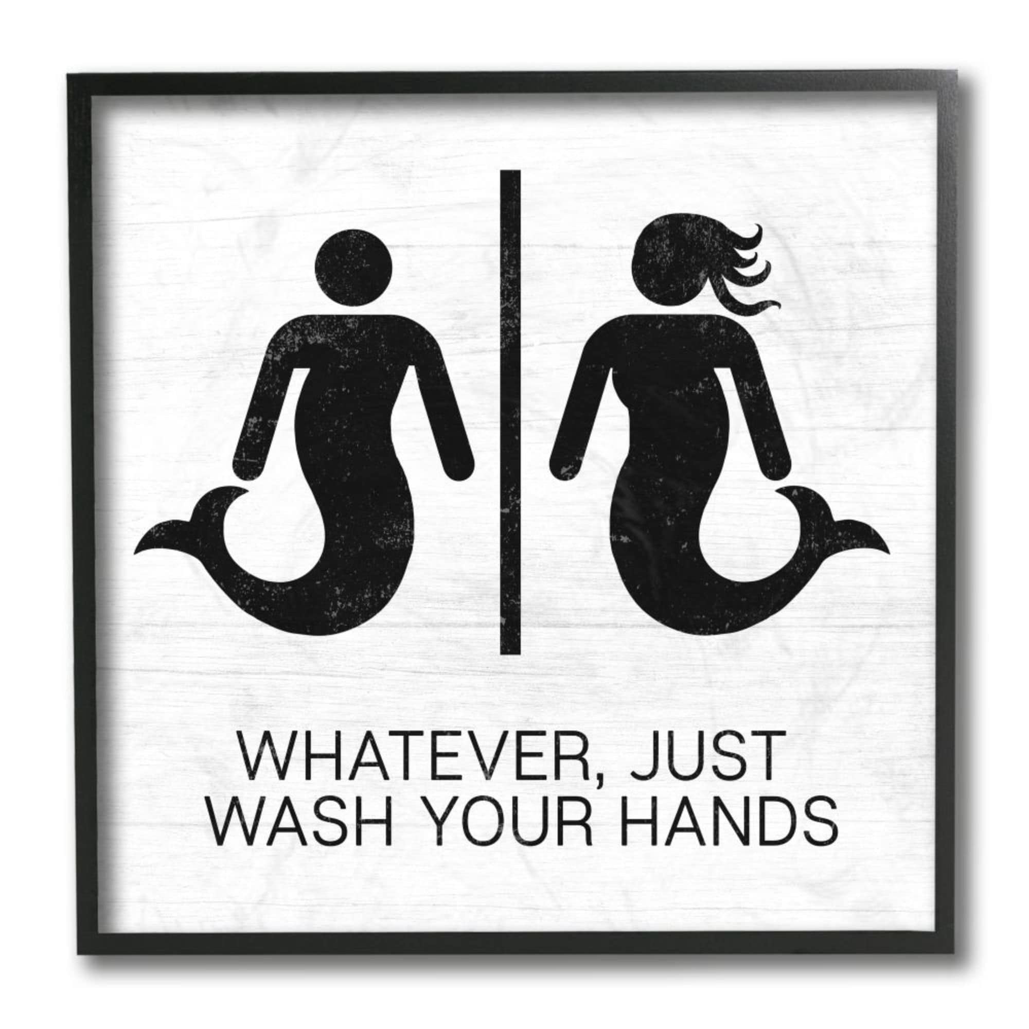 Stupell Industries Just Wash Your Hands Mermaid Bathroom Sign Design by Daphne Polselli