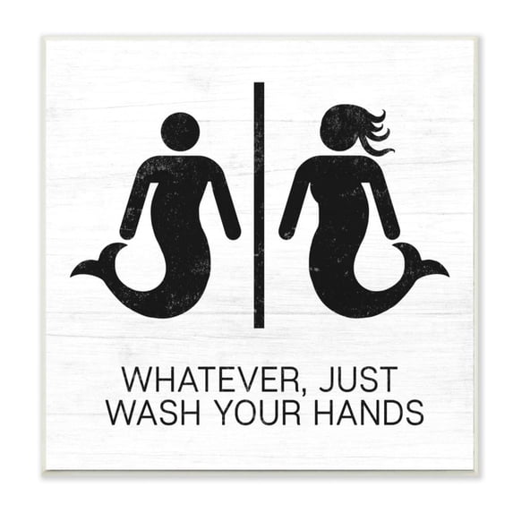 Stupell Industries Just Wash Your Hands Mermaid Bathroom Sign Design by Daphne Polselli