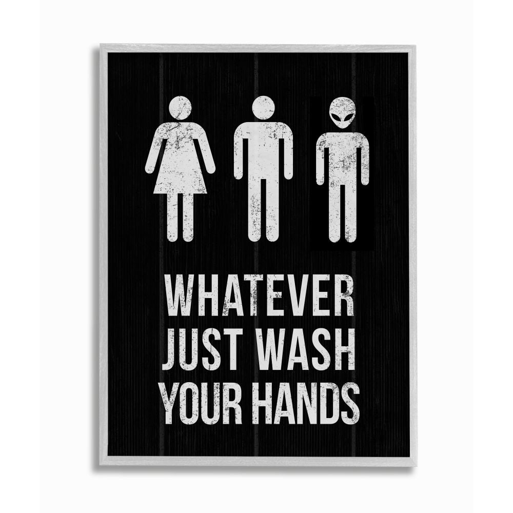 Stupell Industries Just Wash Your Hands Outer Space Bathroom Sign Designed by Daphne Polselli