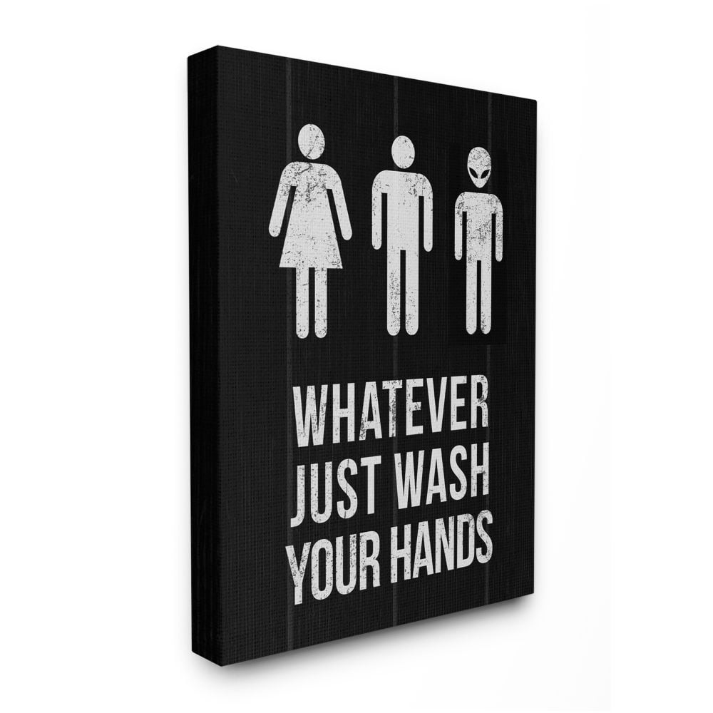 Stupell Industries Just Wash Your Hands Outer Space Bathroom Sign Designed by Daphne Polselli