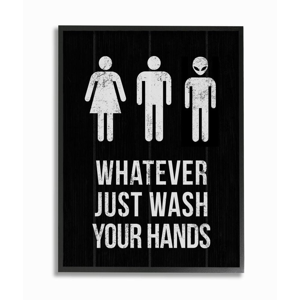 Stupell Industries Just Wash Your Hands Outer Space Bathroom Sign Designed by Daphne Polselli