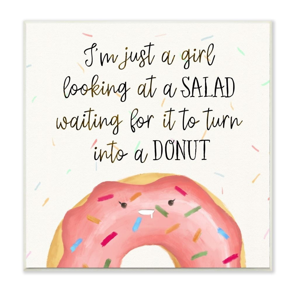 Stupell Industries Just a Girl Looking at Salad Funny Food Phrase Wall Plaque Design by Ziwei Li
