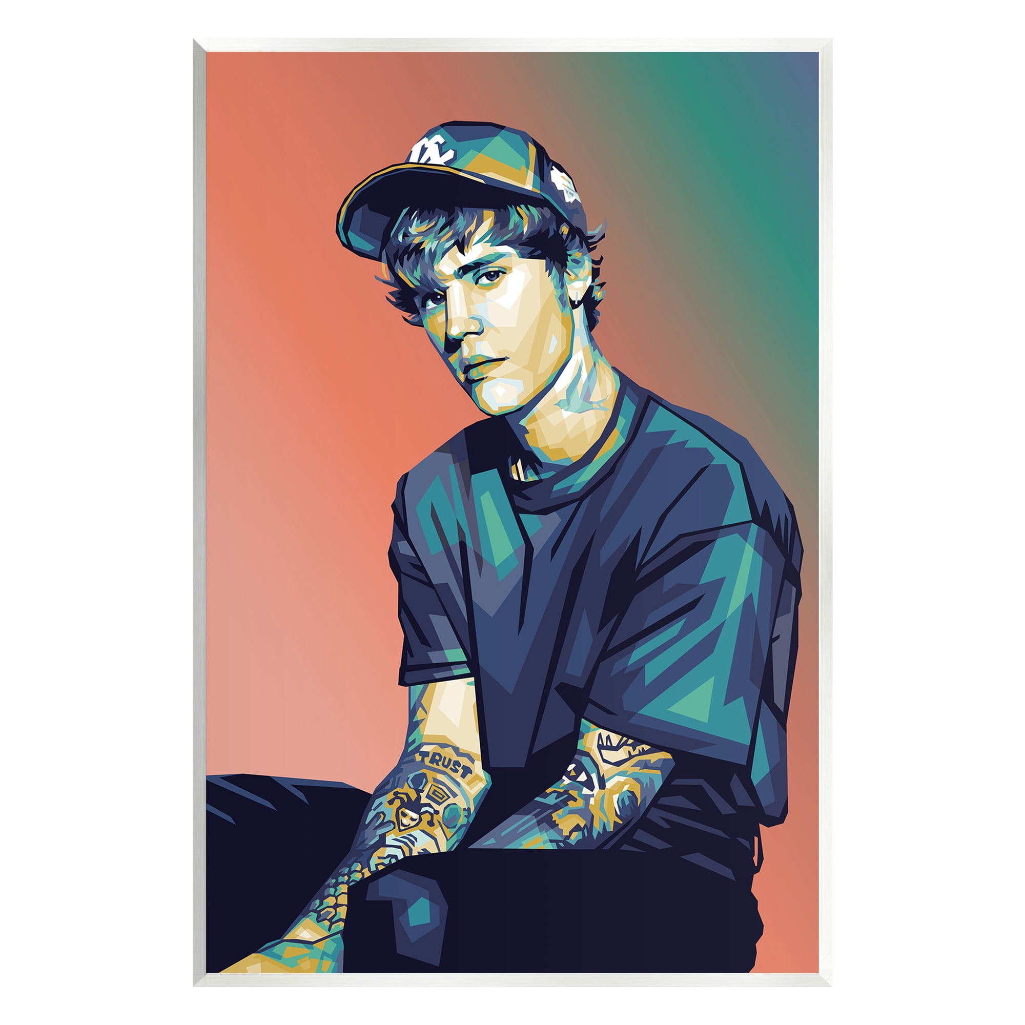 Stupell Industries Justin Portrait with Hat Abstract Painting Unframed Art Print Wall Art, 10 x 15