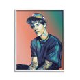 thumbnail image 1 of Stupell Industries Justin Portrait with Hat Abstract Painting White Framed Art Print Wall Art, 24 x 30, 1 of 9