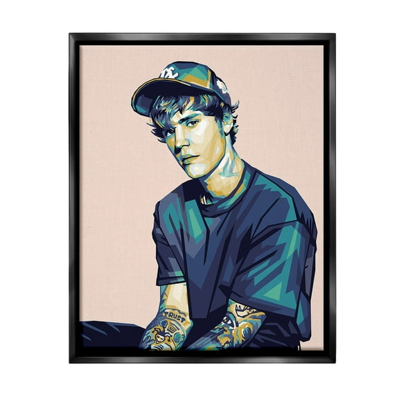 Stupell Industries Justin with Peach Hues Abstract Painting Black Floater Framed Canvas Art Print Wall Art, 17 x 21