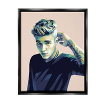 Stupell Industries Justin with Subtle Hues Abstract Painting Black Floater Framed Canvas Art Print Wall Art, 17 x 21