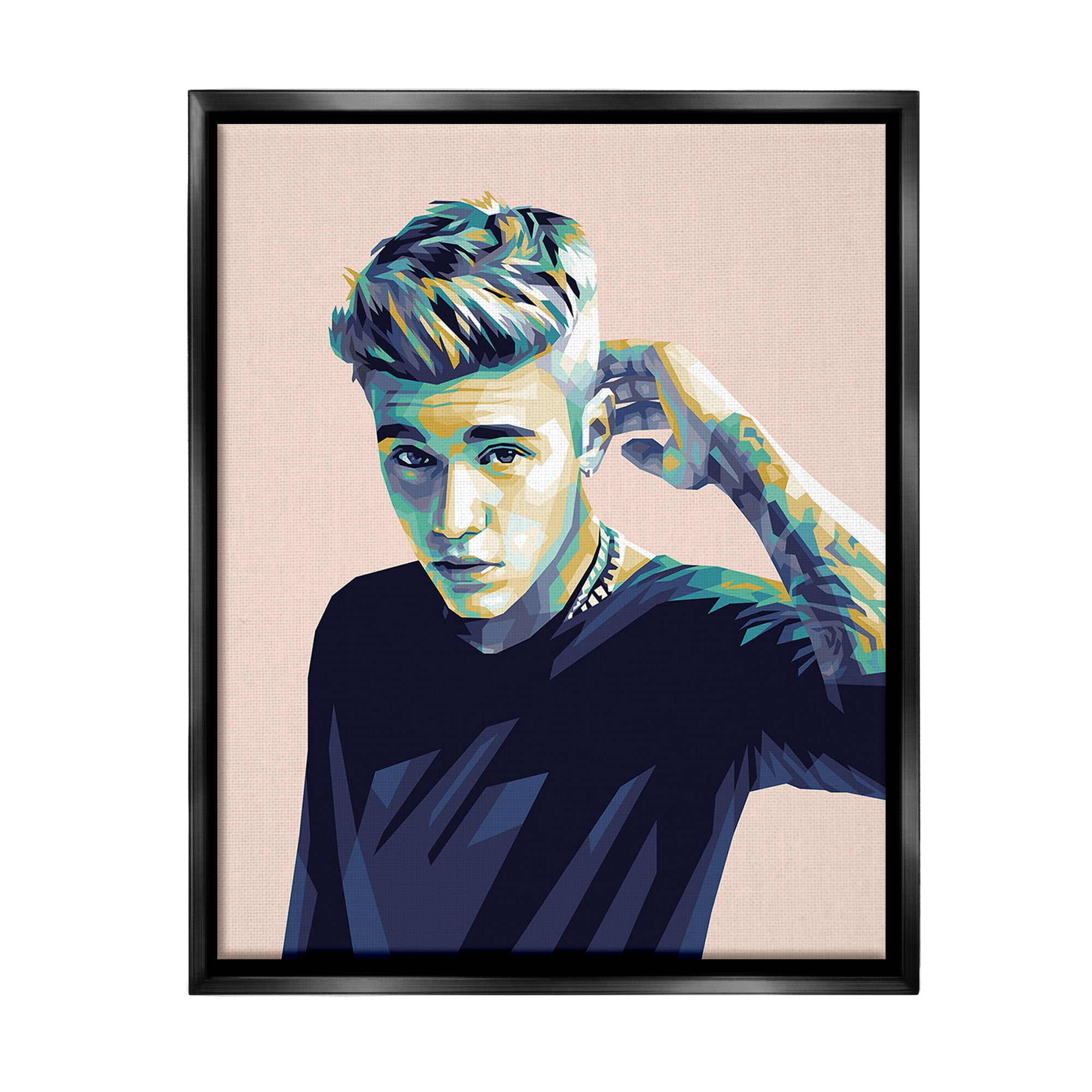 Stupell Industries Justin with Subtle Hues Abstract Painting Black Floater Framed Canvas Art Print Wall Art, 25 x 31