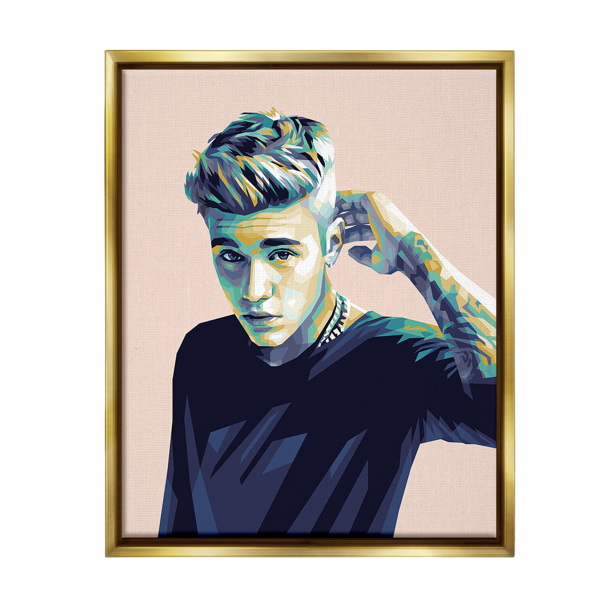 Stupell Industries Justin with Subtle Hues Abstract Painting Gold Floater Framed Canvas Art Print Wall Art, 17 x 21
