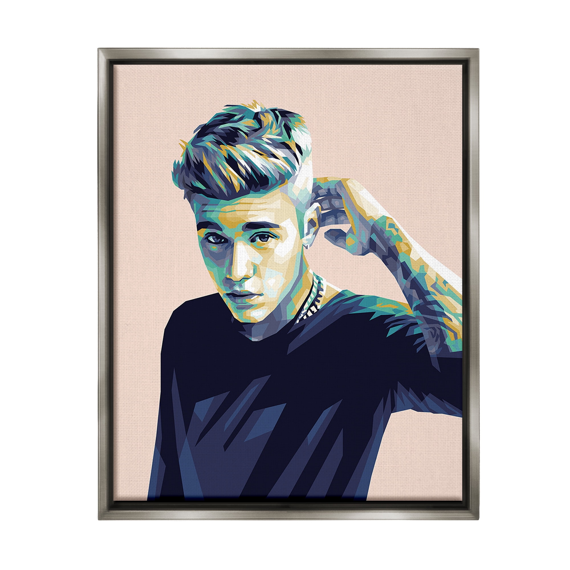 Stupell Industries Justin with Subtle Hues Abstract Painting Gray Floater Framed Canvas Art Print Wall Art, 25 x 31