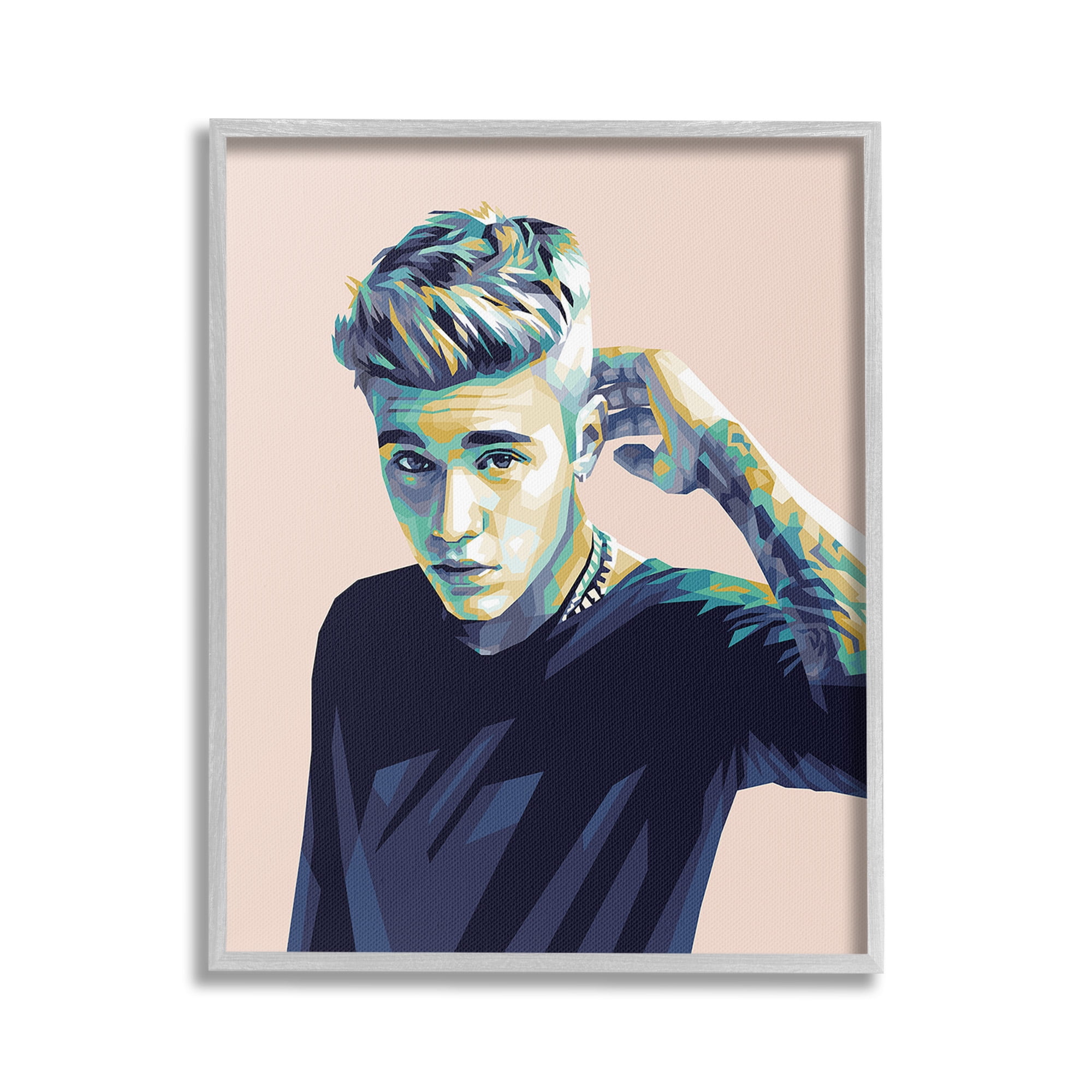 Stupell Industries Justin with Subtle Hues Abstract Painting Gray Framed Art Print Wall Art, 24 x 30