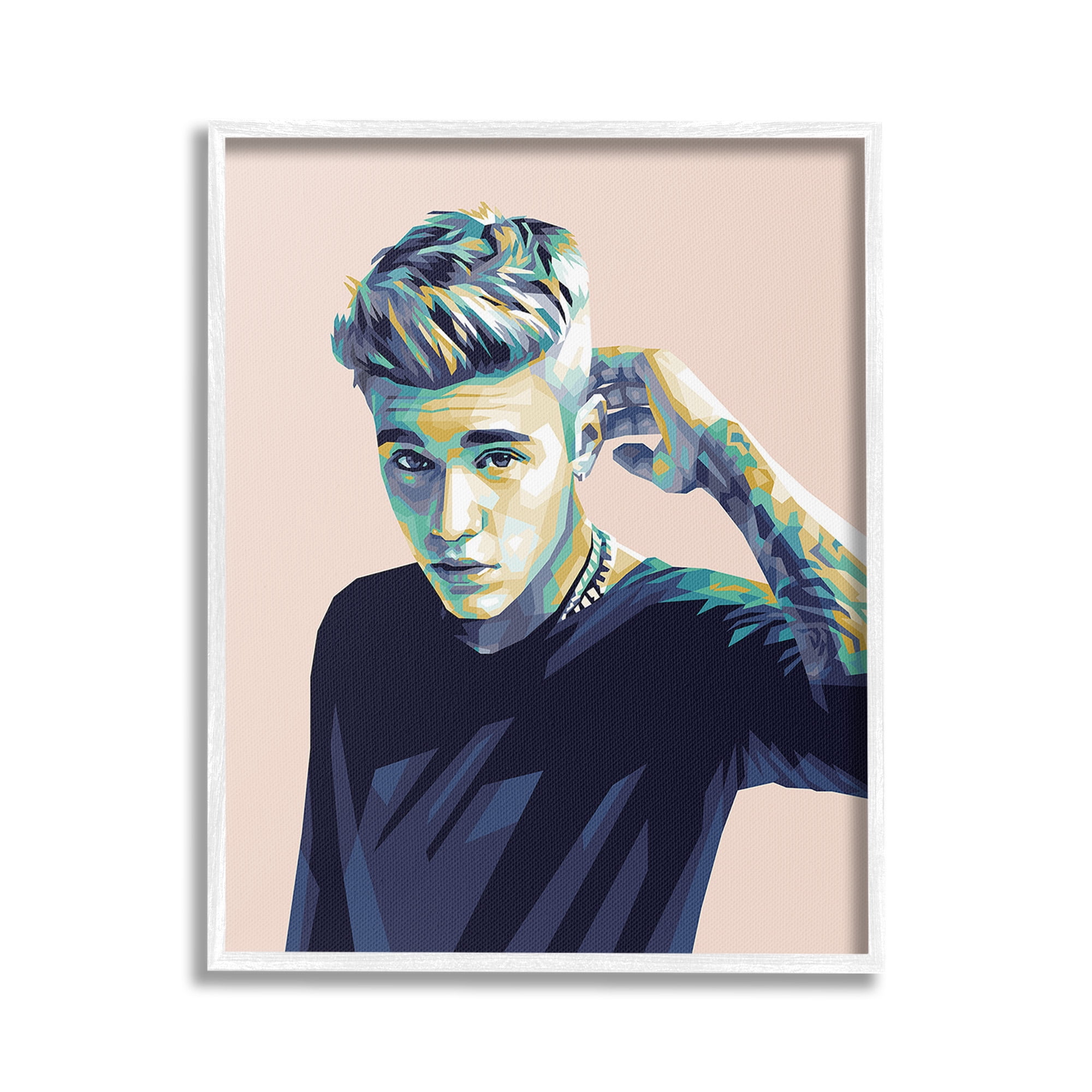 Stupell Industries Justin with Subtle Hues Abstract Painting White Framed Art Print Wall Art, 16 x 20