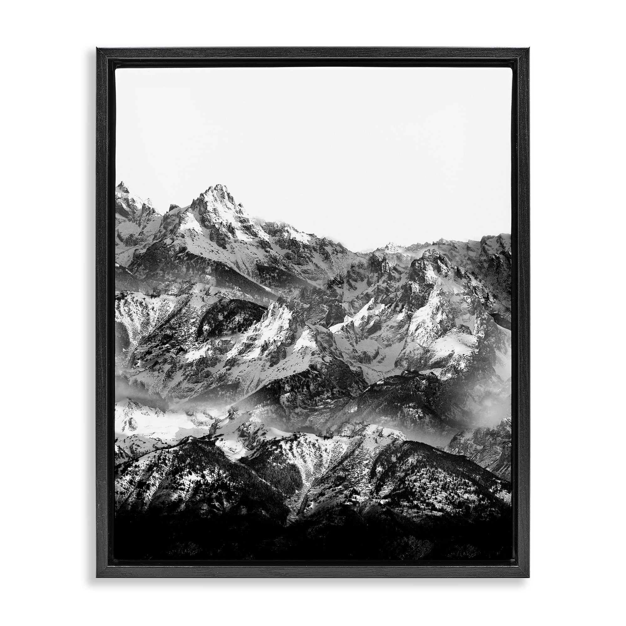 Stupell Industries Jutting Mountain Peaks Landscape & Nature Photography Black Floater Framed Canvas Art Print Wall Art, 25 x 31