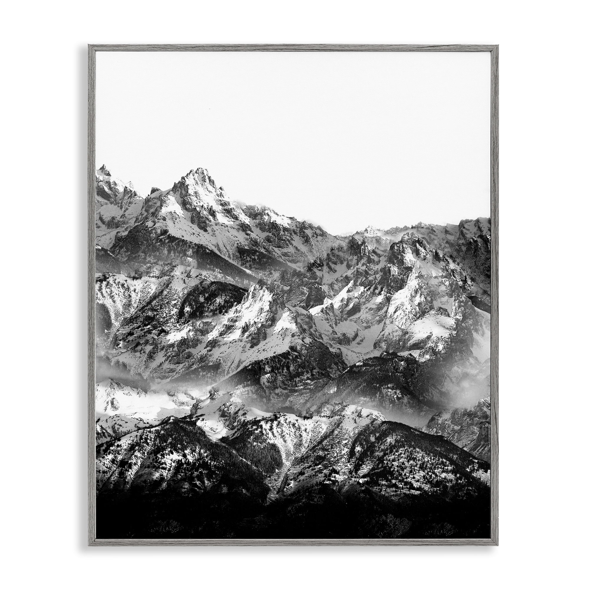Stupell Industries Jutting Mountain Peaks Landscape & Nature Photography Gray Framed Art Print Wall Art, 16 x 20