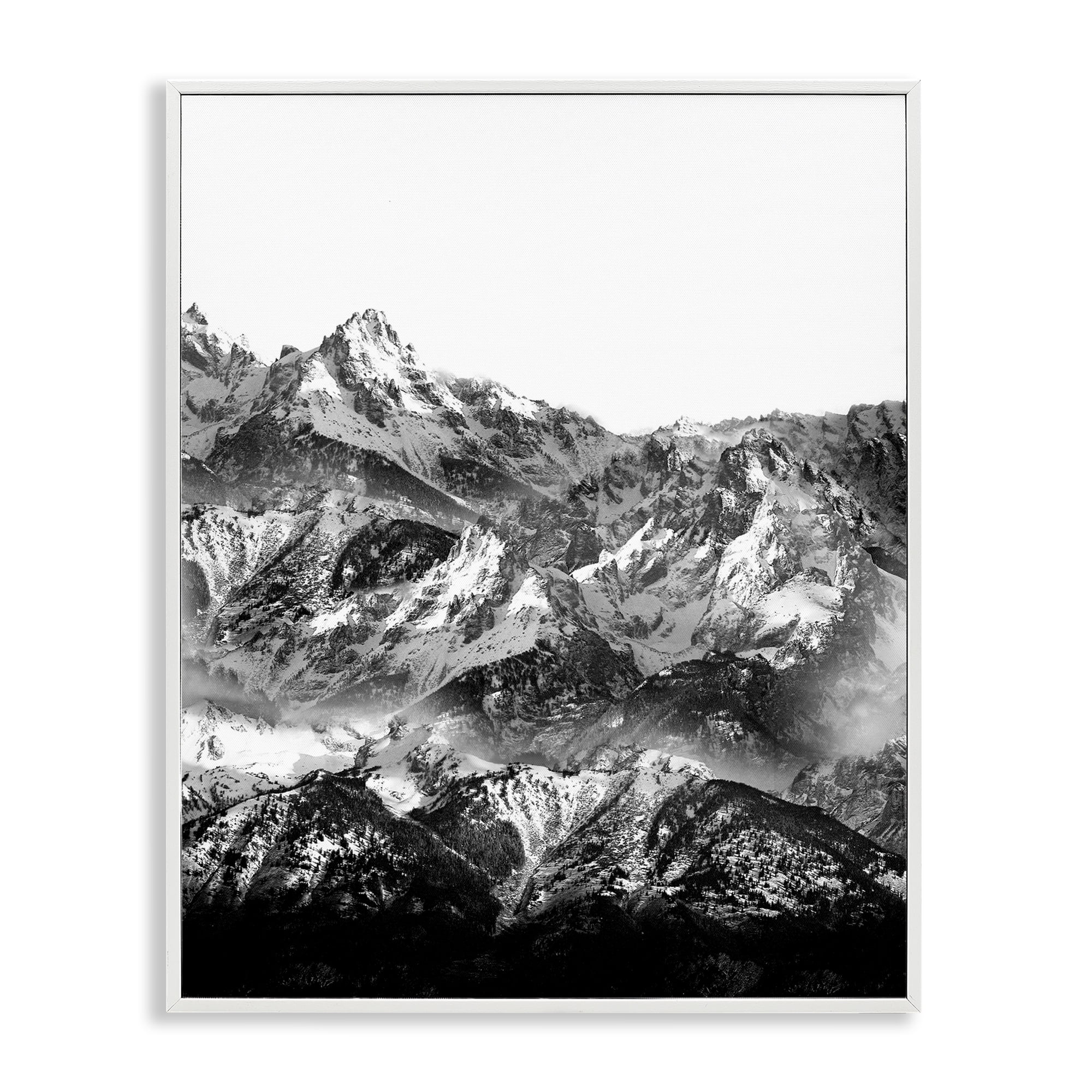 Stupell Industries Jutting Mountain Peaks Landscape & Nature Photography White Framed Art Print Wall Art, 11 x 14