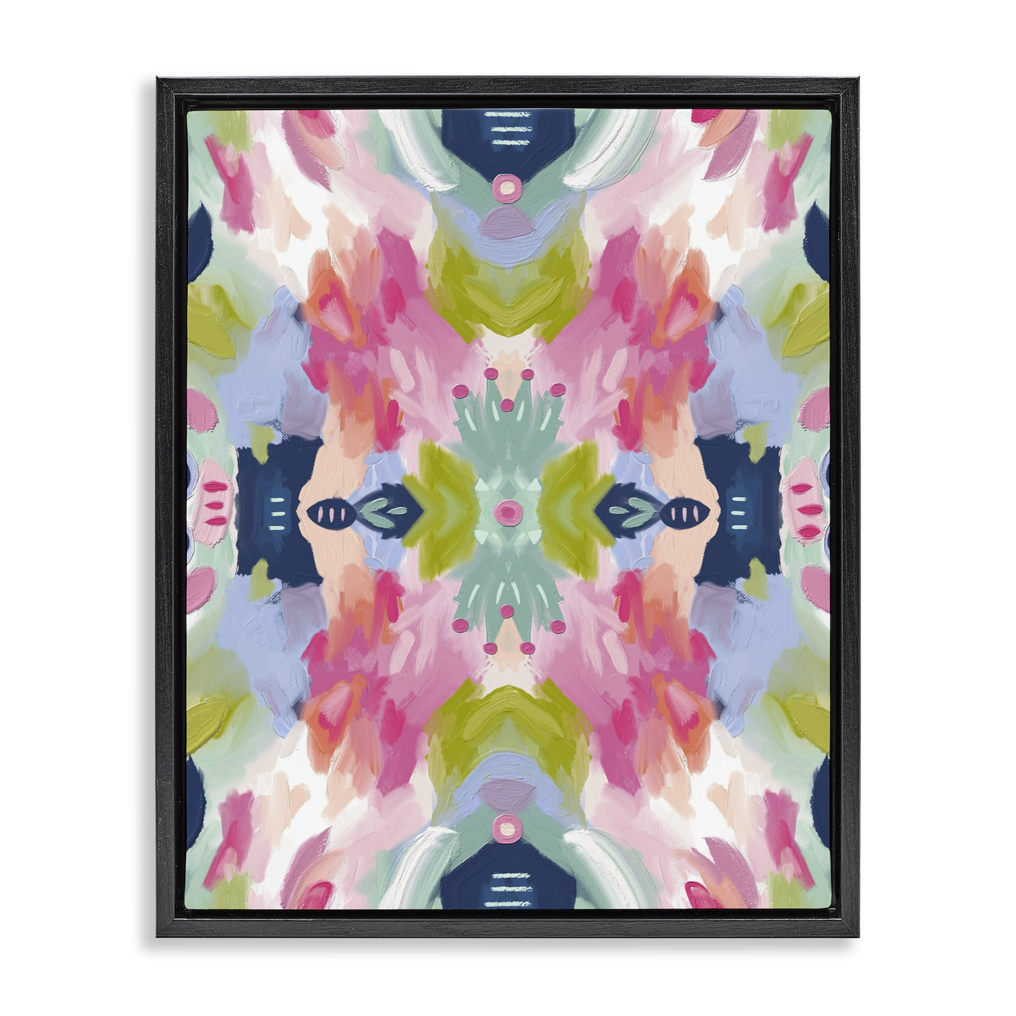 Stupell Industries Kaleidoscopic Floral Mandala Black Framed Floater Canvas Wall Art, design by Lisa Nohren